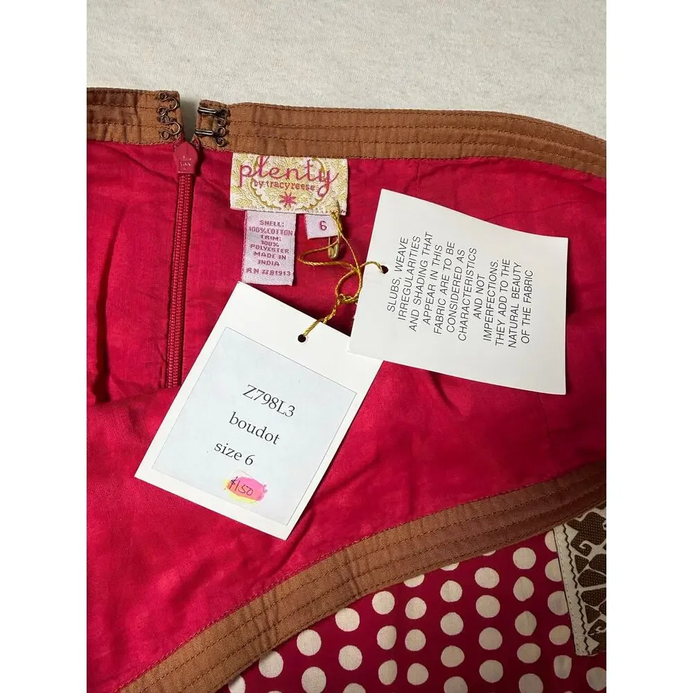 Plenty by Tracy Reese Boudot Pink Polka Dot Embroidery Mini Skirt Anthro Boho  6